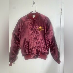 Vintage MRA Mid West Racing Assc Maroon Satin Bomber Jacket USA made monogram M